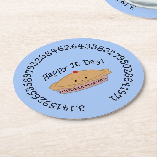 Happy Pi Day Pie Runder Pappuntersetzer (Angewinkelt)