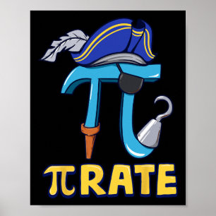 Happy Pi Day Pirate Kinder Mathematik Lehrer Schül Poster