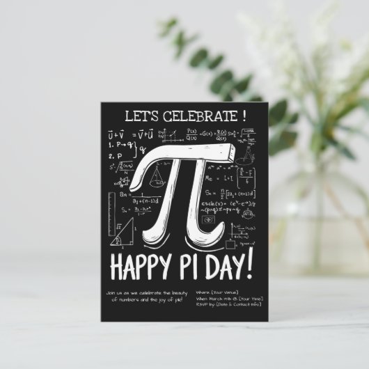 Happy Pi Day Postcard - Fun Math Postkarte (Stehend Vorderseite)