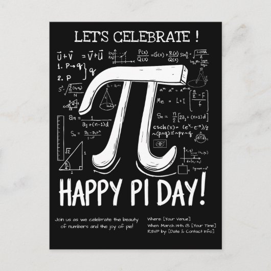 Happy Pi Day Postcard - Fun Math Postkarte (Vorderseite)