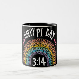 Happy Pi Day Rainbow Leopard Print Zweifarbige Tasse