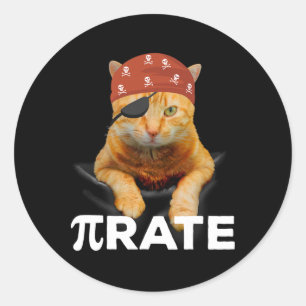 Happy Pi Tag 3.14 Pi Symbol Cat Pirate Runder Aufkleber