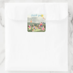 Happy Picnic Editable Geburtstagskinder Junge Quadratischer Aufkleber