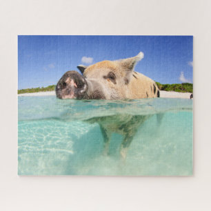 Happy Pig am Strand Jigsaw Puzzle