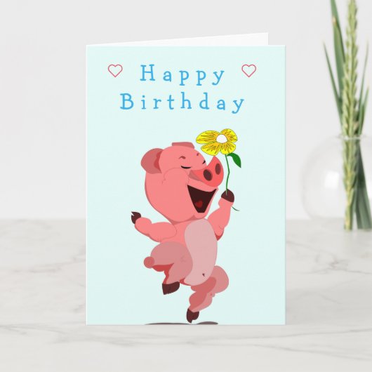 Happy Pig Birthday Card Karte (Vorderseite)