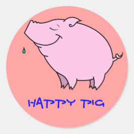 Happy Pig Classic Round Sticker
