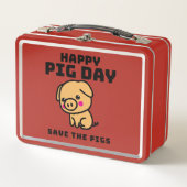 Happy Pig Day rettete das Schweinefleisch rett Metall Brotdose (Vorderseite)