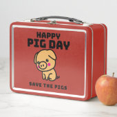 Happy Pig Day rettete das Schweinefleisch rett Metall Brotdose (Beispiel)