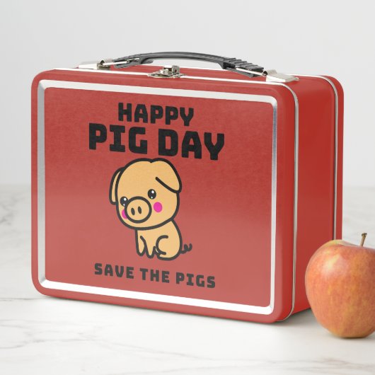 Happy Pig Day rettete das Schweinefleisch rett Metall Brotdose (Beispiel)