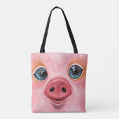 Happy Pig Funny Tote Bag Tasche (Rückseite)