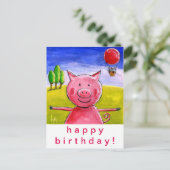 Happy Pig Happy Birthday Postkarte (Stehend Vorderseite)