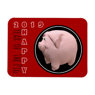 Happy PIg Jahr 2019 3D Wählen Sie Farbe P Magnet 1