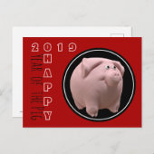 Happy PIg Jahr 2019 3D Wählen Sie Farbe Postkarte  (Vorne/Hinten)