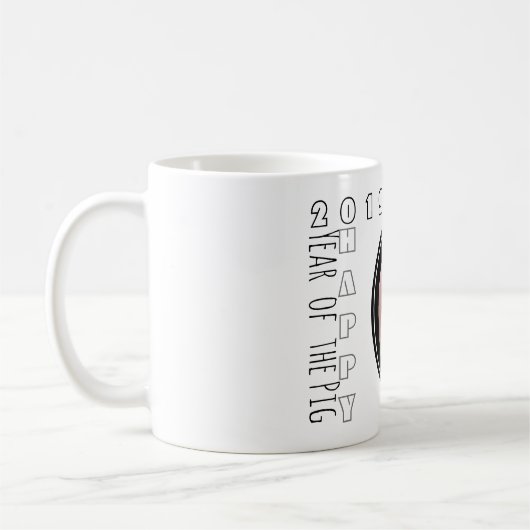 Happy PIg Jahr 2019 3D Weiße Tasse 2 (Links)