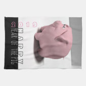 Happy PIg Jahr 2019 niedliches 3D Küchentuch (Horizontal)