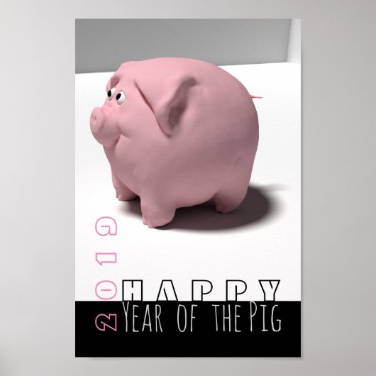 Happy PIg Jahr 2019 niedliches 3D Vertikales Poste Poster (Vorne)