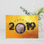 Happy PIg Jahr 2019 Original 3D-Flachkarte Einladung (Stehend Vorderseite)