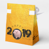 Happy PIg Jahr 2019 Original 3D Gold Gefälligkeit  Geschenkschachtel (Rückseite)
