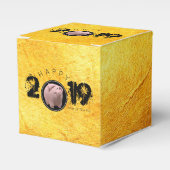 Happy PIg Jahr 2019 Original 3D Gold Gefälligkeit  Geschenkschachtel (Vorderseite)