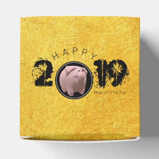 Happy PIg Jahr 2019 Original 3D Gold Gefälligkeit  Geschenkschachtel (Oben)