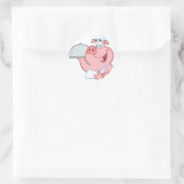 Happy Pig Koch mit Platterzeichen Runder Aufkleber (Tasche)