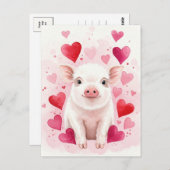 Happy Pig Liebe Hört junge Tiere Postkarte (Vorne/Hinten)