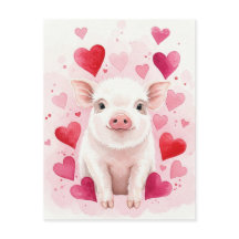 Happy Pig Liebe Hört junge Tiere Postkarte