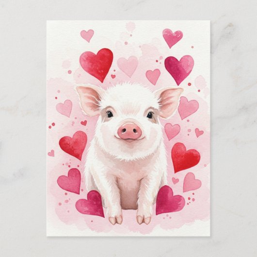 Happy Pig Liebe Hört junge Tiere Postkarte (Vorderseite)