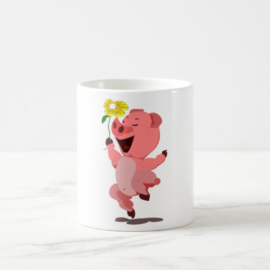 Happy Pig mit Blume - Ihre Farben / Text Kaffeetasse (Mittel)