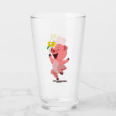 Happy Pig mit Daisy Blume Funny Glass Glas (Rückseite)