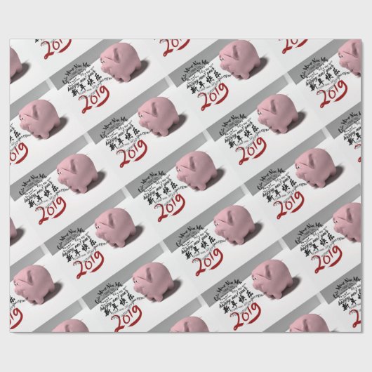 Happy PIg Neues Jahr 2019 - Umschlagpapier Geschenkpapier (Flach)