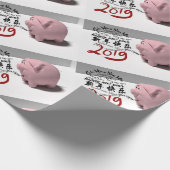 Happy PIg Neues Jahr 2019 - Umschlagpapier Geschenkpapier (Ecke)