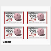 Happy PIg Neujahr 2019 personalisierter R-Aufklebe Rechteckiger Aufkleber (Blatt)