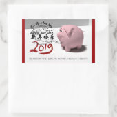 Happy PIg Neujahr 2019 personalisierter R-Aufklebe Rechteckiger Aufkleber (Tasche)