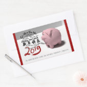 Happy PIg Neujahr 2019 personalisierter R-Aufklebe Rechteckiger Aufkleber (Umschlag)