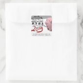 Happy PIg New Year 2019 personalisiert Square S Quadratischer Aufkleber (Tasche)