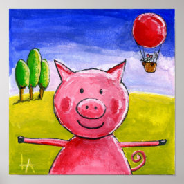 Happy Pig Poster