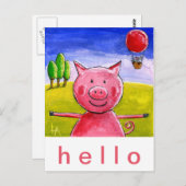 Happy Pig Postkarte (Vorne/Hinten)