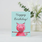 Happy Pig Postkarte (Stehend Vorderseite)
