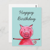Happy Pig Postkarte (Vorne/Hinten)