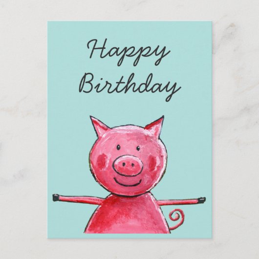 Happy Pig Postkarte (Vorderseite)