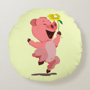 Happy Pig Round Pillow Rundes Kissen