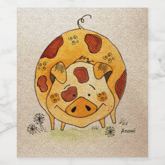 Happy pig weinetikett