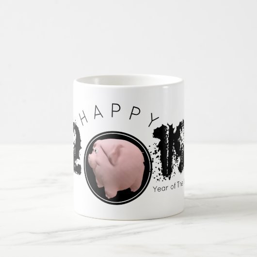 Happy PIg Year Large 2019 Original 3D-Tasse Kaffeetasse (Mittel)