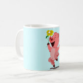 Happy Piggy mit Blume Tasse (Vorderseite Links)