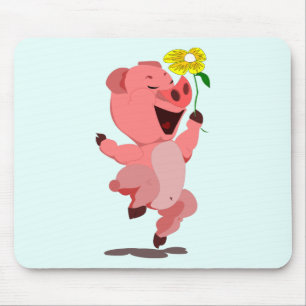 Happy Piglet mit Daisy Blume Mouse Pad Mousepad