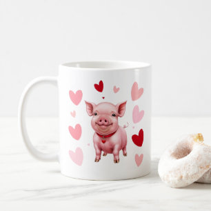 Happy Piglet with Hearts, Pig Lovers Kaffeetasse