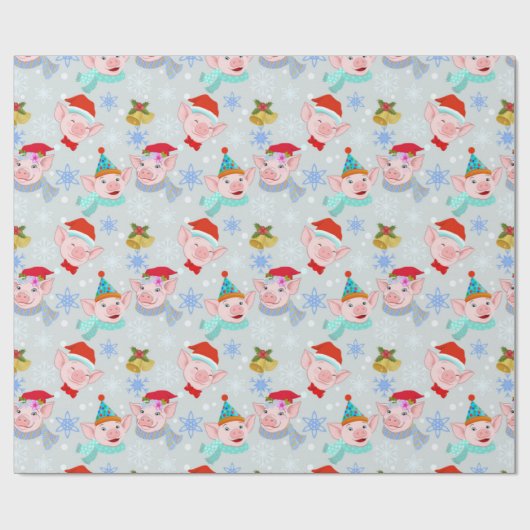 Happy Pigs Christmas Pattern Geschenkpapier (Flach)