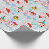 Happy Pigs Christmas Pattern Geschenkpapier (Ecke)