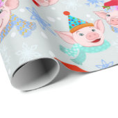 Happy Pigs Christmas Pattern Geschenkpapier (Rolleneckpunkt)